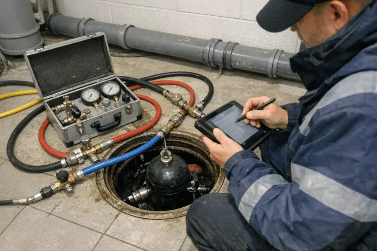 Zertifizierte Dichtheitsprüfung an einer gewerblichen Abwasseranlage