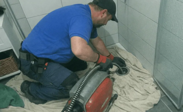 Spiraleinsatz im Badezimmer zur Behebung einer akuten Abflussverstopfung