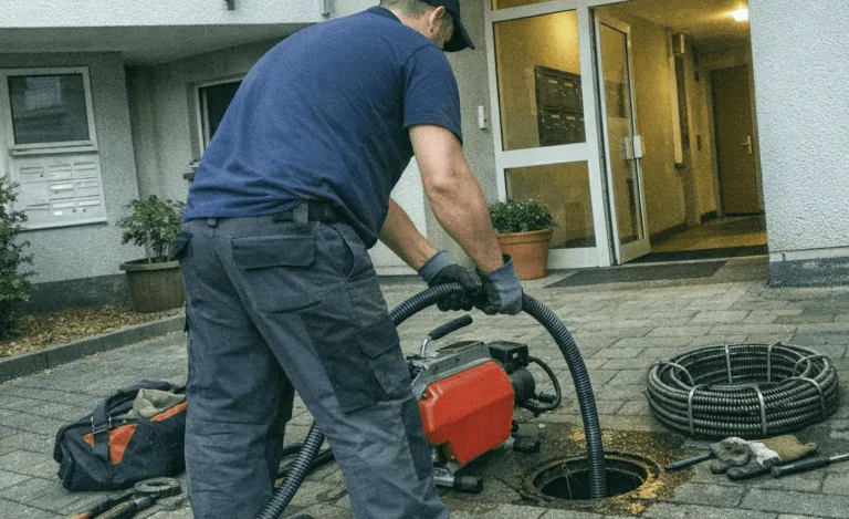 Notfall-Monteur bei einer Abflussreinigung in Peterstal