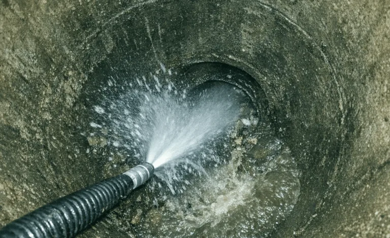 Chemiefreie Hochdruckspülung an einem Kanalschacht